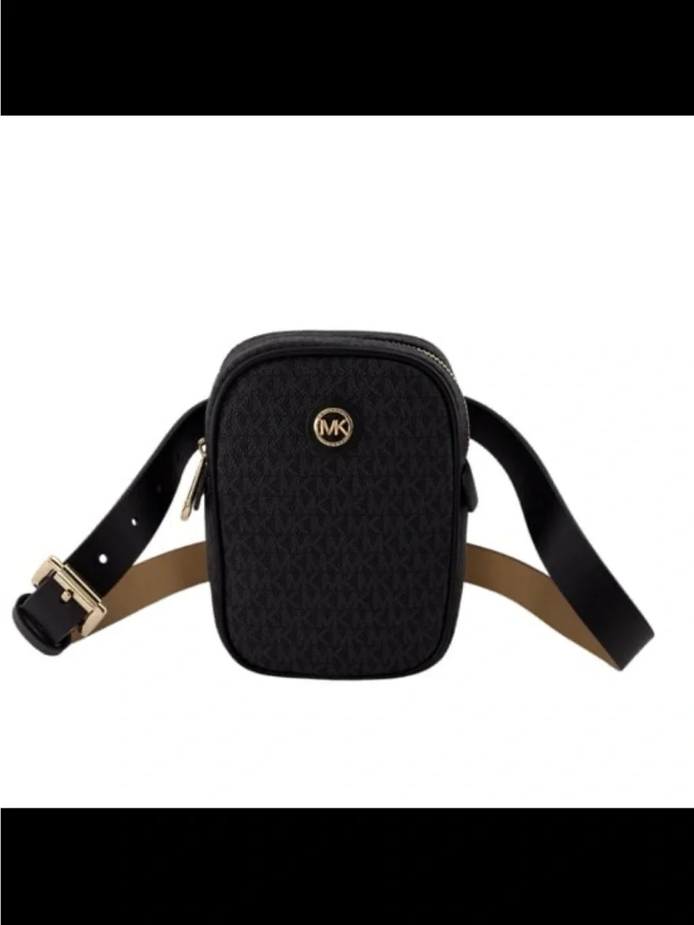 NWT Michael Kors women’s logo belt bag black gold size S/M